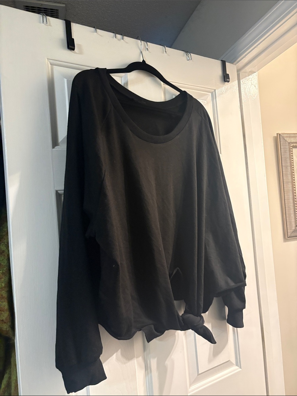NUDE Black Knot-Front Long-Sleeve Sweatshirt